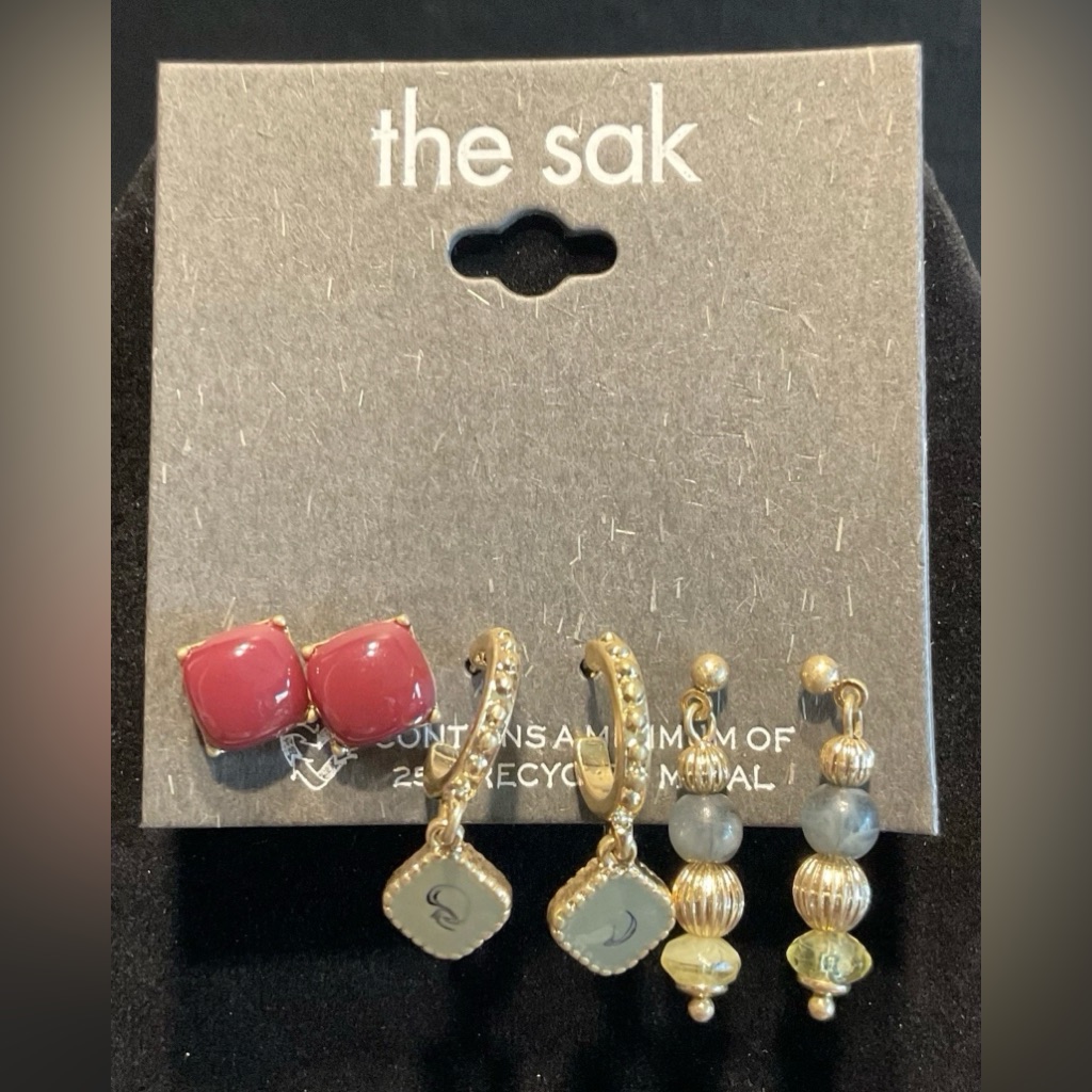 Nwt The Sak 3 Gold Tone Earring Set 1385 14$